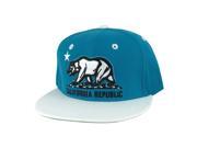 California Republic Snapback Hat Cap Aqua Blue White 2tone