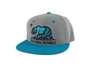 California Republic Snapback Hat Cap Grey Aqua Blue 2tone