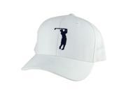 CapRobot Golfer Swing Mid Crown Curved Brim Adjustable Snapback Cap Hat White Navy Blue