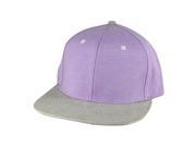 Fashion Skater PL04 High Crown 2tone Cotton Suede Visor Snapback Hat Cap Purple Grey Visor