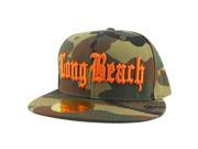 Long Beach City Camo Orange Logo Snapback Hat Cap by CapRobot