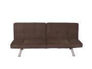 DHP Contempo Sofa Sleeper Convertible Futon Couch Bed in Premium Microsuede with Adjustable Armrests Slanted Metal Legs and Splitback Brown