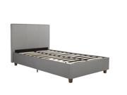 Maddie Bed Upholstered in Premium Gray Linen w Bentwood Slats with Headboard and Footboard in Twin Full and Queen Twin