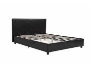 Maddie Bed Upholstered in Premium Dark Brown Faux Leather w Bentwood Slats with Headboard and Footboard in Queen