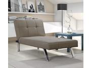 Layton Chaise Lounge Sofa Sectional in Premium Linen Available in Navy and Tan with Slanted Chrome Legs Chaise Tan