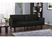 Cortland Futon Sofa Sleeper Bed Convertible Couch with Storage Pockets in Premium Microfiber Available in Black Gray and Navy Black