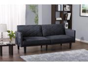 Cortland Futon Sofa Sleeper Bed Convertible Couch with Storage Pockets in Premium Microfiber Available in Black Gray and Navy Navy