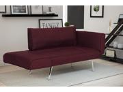 Premium Berry Futon sofa Sleeper Couch with Twill Fabric Chrome Legs Adjustable Armrests w Magazine Storage