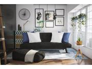 Premium Austin Convertible Sofa Futon Rich Black Microfiber Couch Bed w Upholstered Front Legs Perfect Small Space Solution Multifunctional and Adjustable
