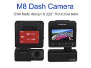 M8 Rotating Lens Slim Design HD 1080P Car Dash Camera Video DVR Night Vision