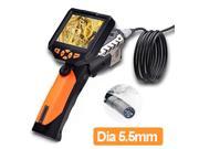 Blueskysea Diameter ONLY 5.5mm Industrial Endoscope Probe Inspection Camera 1M Length with 3.5 inch Removable LCD Video Monitor 720P HD Flashlight Industrial