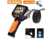 Boblov 3.5 LCD Monitor Dia 5.5mm 1M Cable Camera Tube Endoscope Inspection Borescope 720P HD Flashlight Industrial Videoscope Waterproof 4xZoom with 8GB Card a