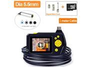 Boblov 2.7 LCD Dia 5.5mm 1 Meter Digital Waterproof Handheld Endoscope Video Inspection Borescope Snake Scop LED Camera with 8GB Card and Hook Mirror Magnet