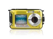 HD 1080P 24MP Double Screen 16x Zoom Underwater Digital Video Camcorder Camera Yellow