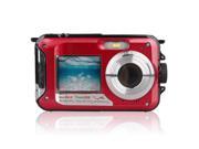 Boblov HD 1080P 24MP Double Screen 16x Zoom Underwater Digital Video Camcorder Camera Red