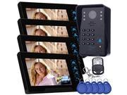 Blueskysea 1 Camera and 4pcs 7 HD 800480 TFT LCD Monitor Wired Video Audio Intercom Doorbell Video Door Phone Bell Access Control for Home Security System