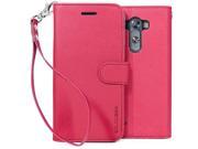 LG G3 Case BUDDIBOX [Wrist Strap] Premium PU Leather Wallet Case with [Kickstand] Card Holder and ID Slot for LG G3 Pink