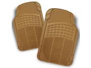 All Weather Heavy Duty Rubber Semi Pattern Beige Car Interior Front Floor Mats 2 Pieces Set Liner