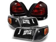 Ford Crown Victoria Black Headlights Repalcement Pair Dark Red 2 Bulb Socket Tail Lights Combo Set