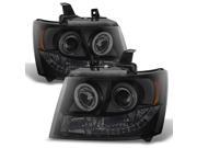 Suburban Avalanche Tahoe Black Smoke Dual CCFL Halo Ring LED DRL Projector Replacement Headlights