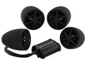 Boss Motorcycle UTV Speaker and Amplifier System USB SD FM 3 Waterproof Speakers Black 1200W MCBK650B