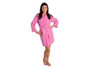 Thigh Lenght Waffle Kimono Robe Women Pink Adult One Size
