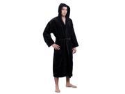 100% Turkish Cotton Adult Hooded Terry Velour Robe Black Adult One Size