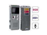 Lychee 8GB Voice Recorder USB Rechargeable Dictaphone LCD Recorder with Multifunctional Digital Audio and MP3 Music Player Silver Grey