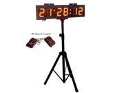 GODRELISH Yellow Color LED Race Timing Clock 6 High Character Hours Minutes Seconds Format Running Events Timing Clock Double Sided with Tripod Wireless RF Con