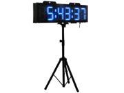 GODRELISH Outdoor LED Race Timing Clock Blue Color Digits 6 High Character Double Sided with Tripod LED Large Digital Clock for Marathon or Running Events IP64