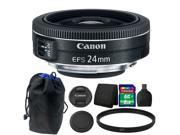 Canon EF S 24mm f 2.8 STM Lens 8GB Accessory Bundle for Canon DSLR Cameras