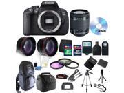 Canon EOS Rebel 700D T5i Digital SLR Camera 18 55mm IS STM Lens 58mm Filter Kit Telephoto Wide Angle Lens 24GB Memory Card Remote Control Wallet