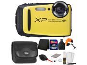 Fujifilm FinePix XP90 16 MP Waterproof Digital Camera Yellow 32GB Memory Card Wallet Reader Camera Case Floating Strap Dust Blower 5pc Cleaning