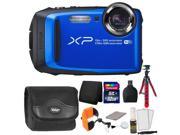 Fujifilm FinePix XP90 16 MP Waterproof Digital Camera Blue 32GB Memory Card Wallet Reader Camera Case Floating Strap Flexible Tripod 5pc Cleani