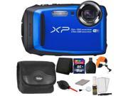 Fujifilm FinePix XP90 16 MP Waterproof Digital Camera Blue 16GB Memory Card Wallet Reader Camera Case Floating Strap Dust Blower 5pc Cleaning K