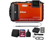 Nikon COOLPIX AW130 16MP Waterproof Digital Camera with Top Accessory Kit Orange International Version