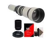 Bower 650 1300mm f 8 16 Telephoto Lens for Canon EOS 50D 40D 30D 2X Converter Accessory Kit