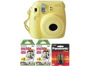 Fujifilm Instax Mini 8 Film Camera Yellow + 40 Film + 2 Extra AA Batteries