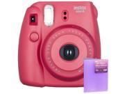 Fujifilm Instax Mini 8 Instant Film Camera Raspberry +  4 x 6 Photo Album