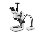 Vision Scientific VS 2F IHL20 5N Trinocular Zoom Stereo Microscope 0.7x 4.5x Zoom Range 7x 45x Magnification Top Bottom LED LED Gooseneck Dual Light 5.0M