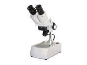 Vision Scientific Binocular Stereo Microscope WF10x Eyepiece 2x Objective 20x Magnification Top and Bottom LED Illumination Black White Stage Plate Post