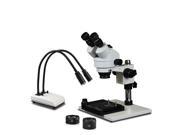 Vision Scientific Trinocular Zoom Stereo Microscope 10x WF 3.5x—90x Magnification 0.5x 2x Aux Lens Pillar Stand with Large Base LED Gooseneck Dual Light