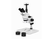Vision Scientific Trinocular Zoom Stereo Microscope 10x WF Eyepiece 3.5x—90x Magnification 0.5x 2x Auxiliary Lens Pillar Stand with Large Base 144 LED Ri