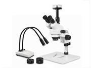 Vision Scientific Trinocular Zoom Stereo Microscope 10x WF Eyepiece 3.5x—90x Magnification 0.5x 2x Aux Lens Pillar Stand with Large Base LED Gooseneck Du
