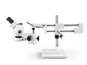 Vision Scientific Trinocular Zoom Stereo Microscope 10x Widefield Eyepiece 0.7x—4.5x Zoom Range 7x—45x Magnification Range Double Arm Boom Stand 144 LED Ri