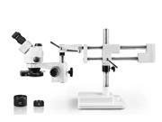 Vision Scientific Trinocular Zoom Stereo Microscope 10x WF Eyepiece 0.7x—4.5x Zoom 3.5x—90x Magnification 0.5x 2x Auxiliary Lens Double Arm Boom Stand 1