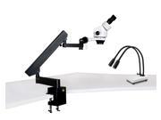 Vision Scientific Binocular Zoom Stereo Microscope 10x WF Eyepiece 0.7x—4.5x Zoom Range 7x—45x Magnification Range Articulating Arm Clamp Stand LED Goosene