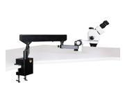 Parco Scientific Trinocular Zoom Stereo Microscope 10x WF Eyepiece 0.7x—4.5x Zoom Range 7x—45x Magnification Range Articulating Arm Clamp Stand 144 LED Fou
