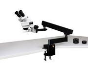Visio Scientific Trinocular Zoom Stereo Microscope 10x WF Eyepiece 0.7x—4.5x Zoom 3.5x—90x Magnification 0.5x 2x Aux Lens Articulating Arm Clamp Stand 1