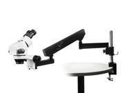 Vision Scientific Binocular Zoom Stereo Microscope 10x WF Eyepiece 0.7x—4.5x Zoom Range 7x—45x Magnification Range Articulating Arm Pillar Clamp Stand 56 L